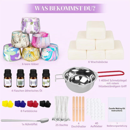 Kerzen selber machen Set für Anfänger & Erwachsene mit Zubehör