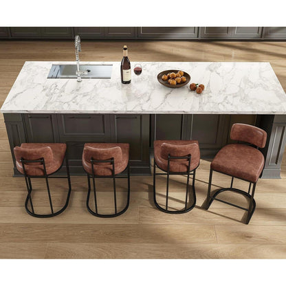 Moderner Barhocker 2er Set in Lederoptik Braun