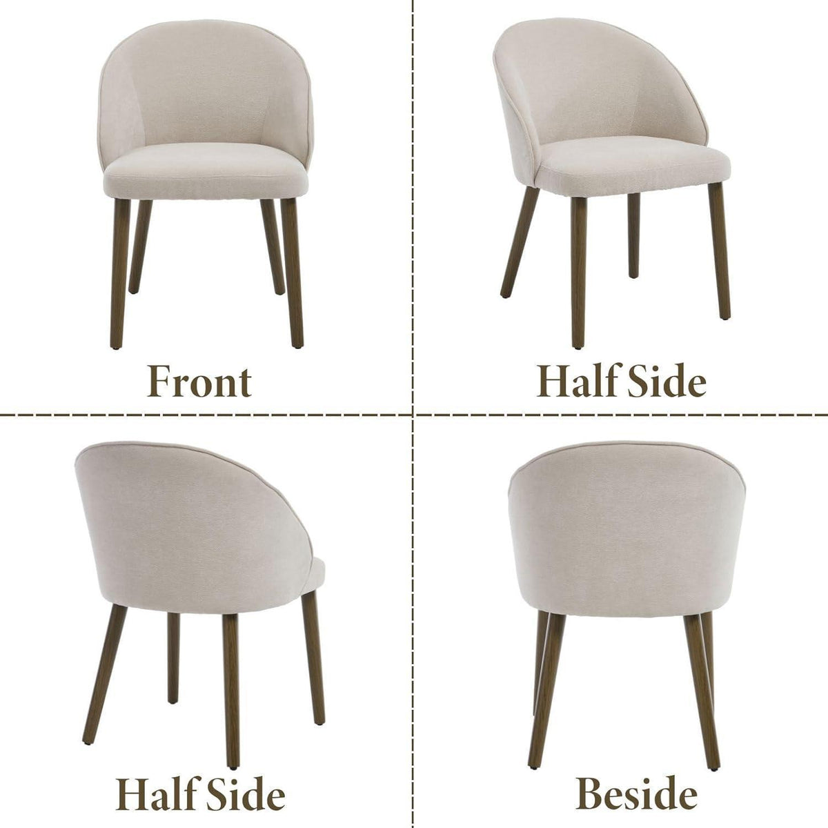 Moderne Esszimmerstühle 2er Set – Beige Polsterstühle mit Holzbeinen