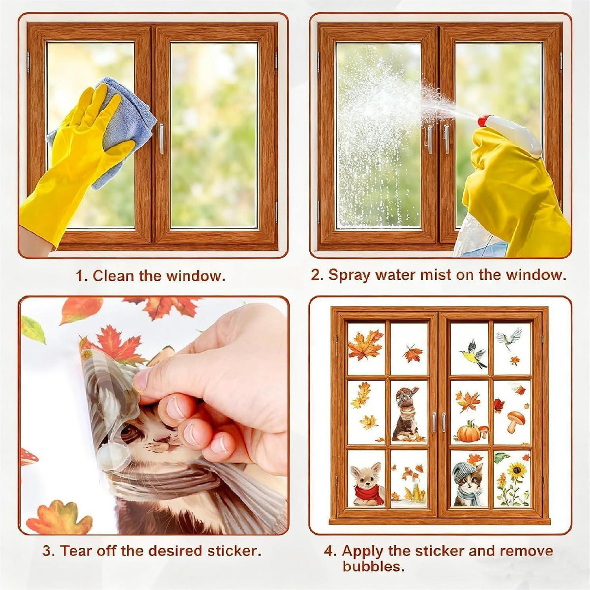 9x Herbst Fensterbilder – Süße Tiere & Herbstmotive