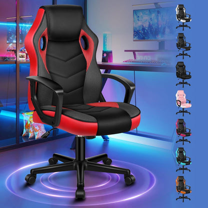 Ergonomischer Gaming-Stuhl mit mittlerer Rückenlehne, Rot Mega