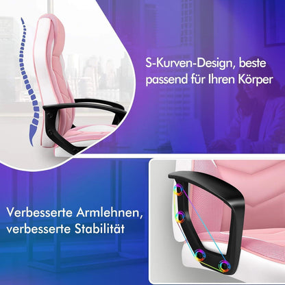 Ergonomischer Gaming-Stuhl mit mittlerer Rückenlehne, Rosa Mega