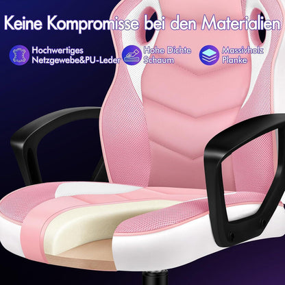 Ergonomischer Gaming-Stuhl mit mittlerer Rückenlehne, Rosa Mega