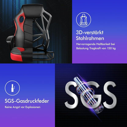 Ergonomischer Gaming-Schreibtischstuhl Rot Mega, 150 kg belastbar