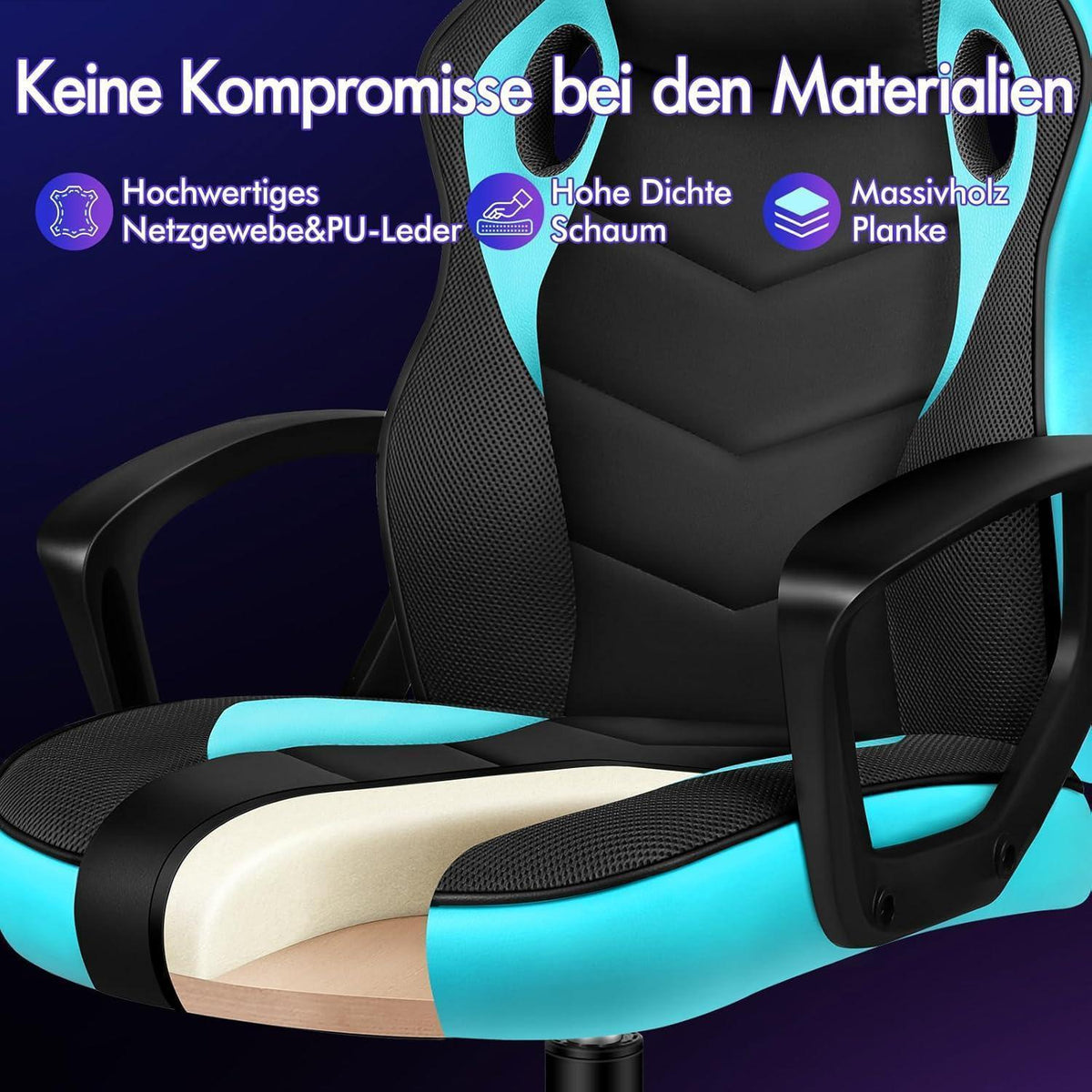 Ergonomischer Gaming-Schreibtischstuhl Cyan Mega