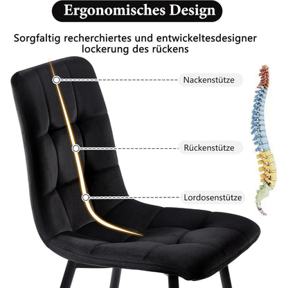 Esstisch Set 117x68cm mit 4 Samtstühlen Schwarz/Gold