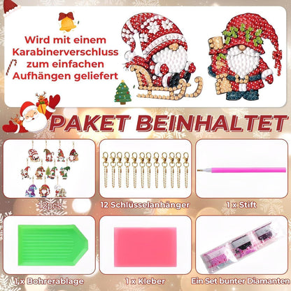 Diamant Painting Weihnachten Anhänger Set – 12 Wichtel zum Basteln