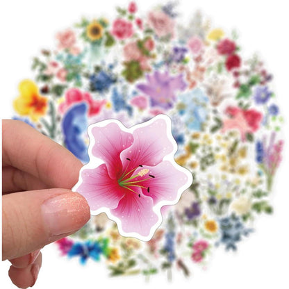 50 Blumen Aufkleber Wasserdicht – Scrapbooking & Basteln