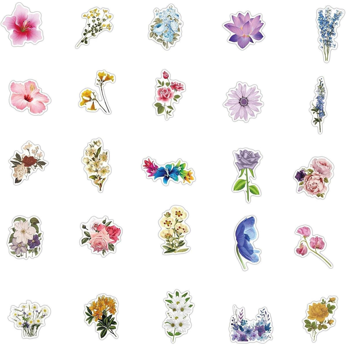 50 Blumen Aufkleber Wasserdicht – Scrapbooking & Basteln