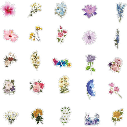 50 Blumen Aufkleber Wasserdicht – Scrapbooking & Basteln