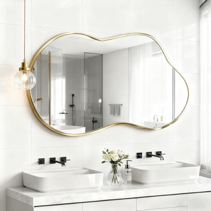 Asymmetrischer Wandspiegel Wolke Gold 67x115cm Modern