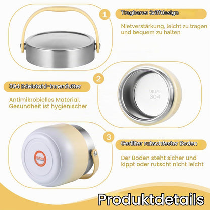 Edelstahl Thermobehälter 1,2L Gelb für Essen