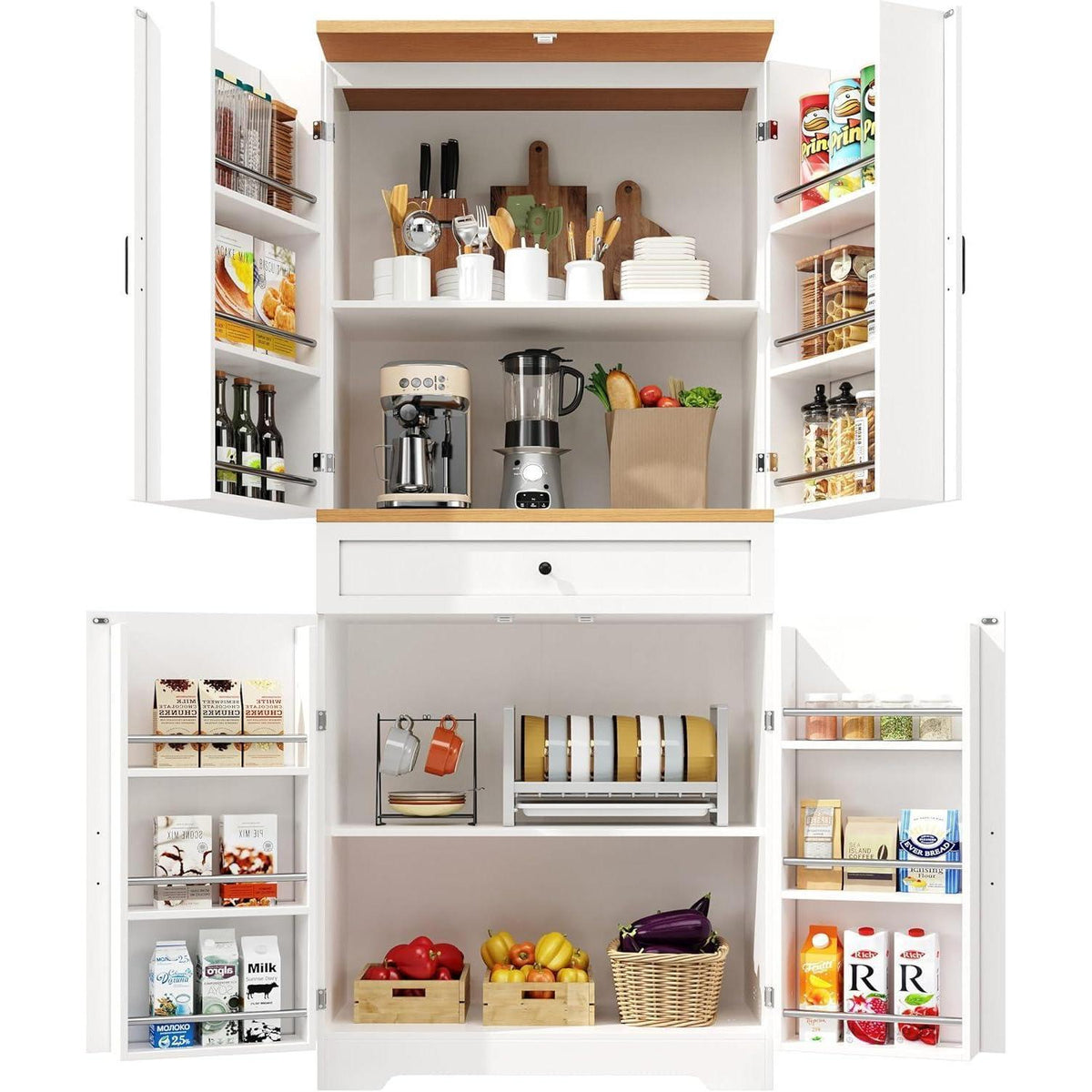 Küchenschrank mit 12 Fächern & Schubladen – 80x40x180cm