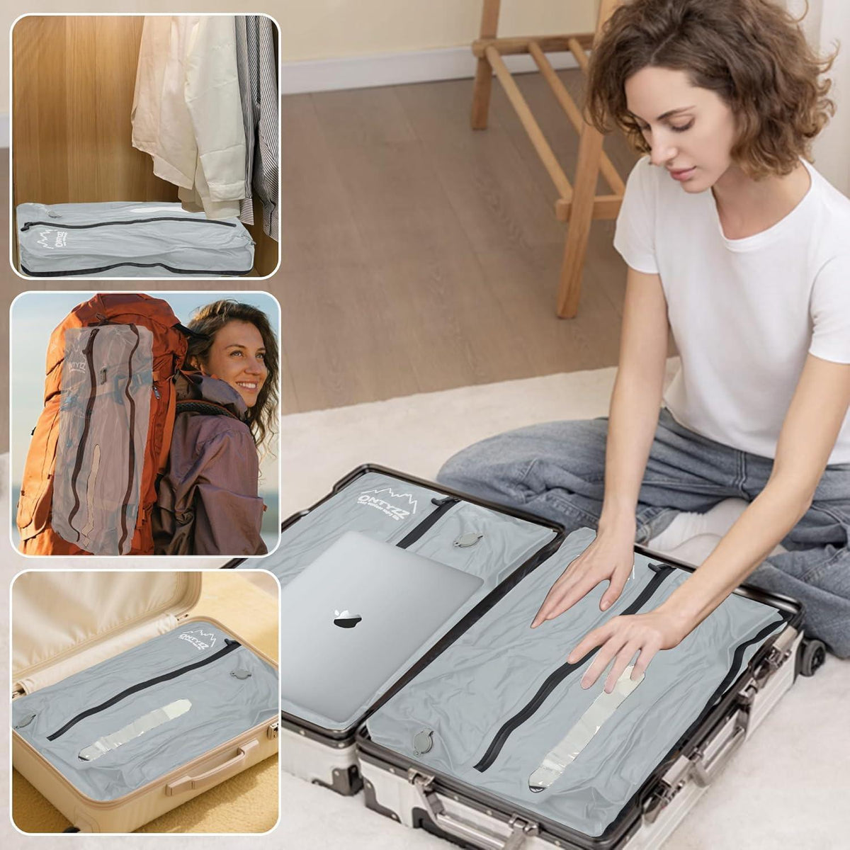 Wiederverwendbare Vakuumbeutel Kleidung – Set mit Pumpe & Reise-Organizer
