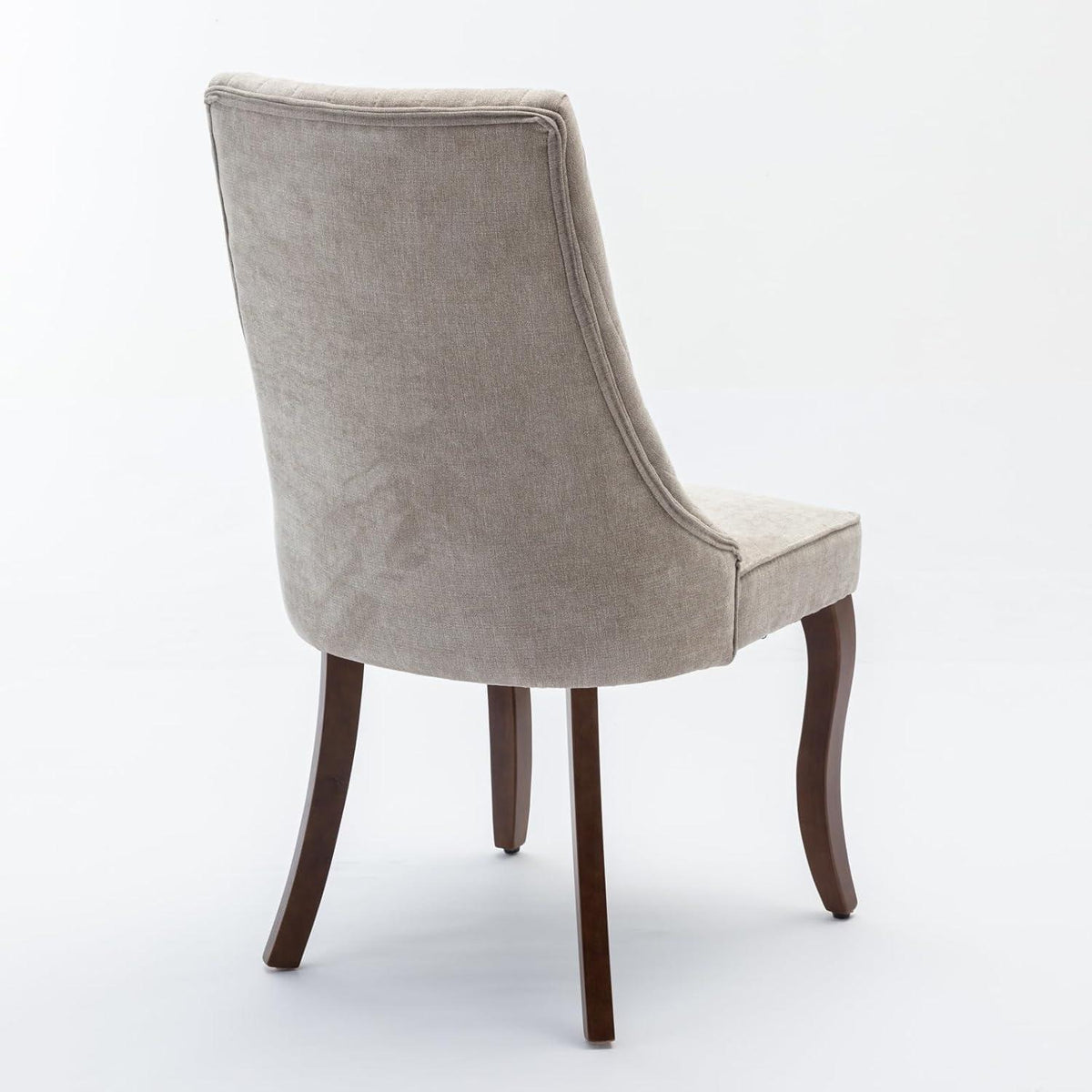 Esszimmerstühle 6er Set, Beige – Massivholz & Chenille-Stoff