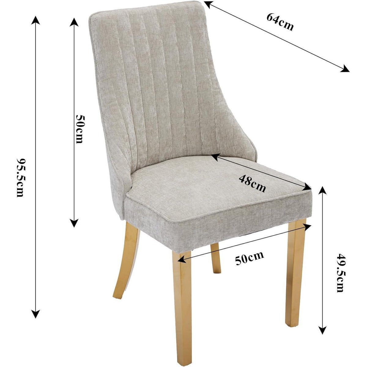 Esszimmerstühle 2er Set Beige – Bequemer Chenille-Stoff & Goldene Beine