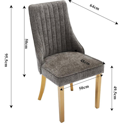 Esszimmerstühle 4er Set Grau mit Edelstahlbeinen & Chenille-Stoff
