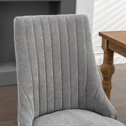 Esszimmerstühle 6er Set Grau – Massivholz Beine & Chenille-Stoff