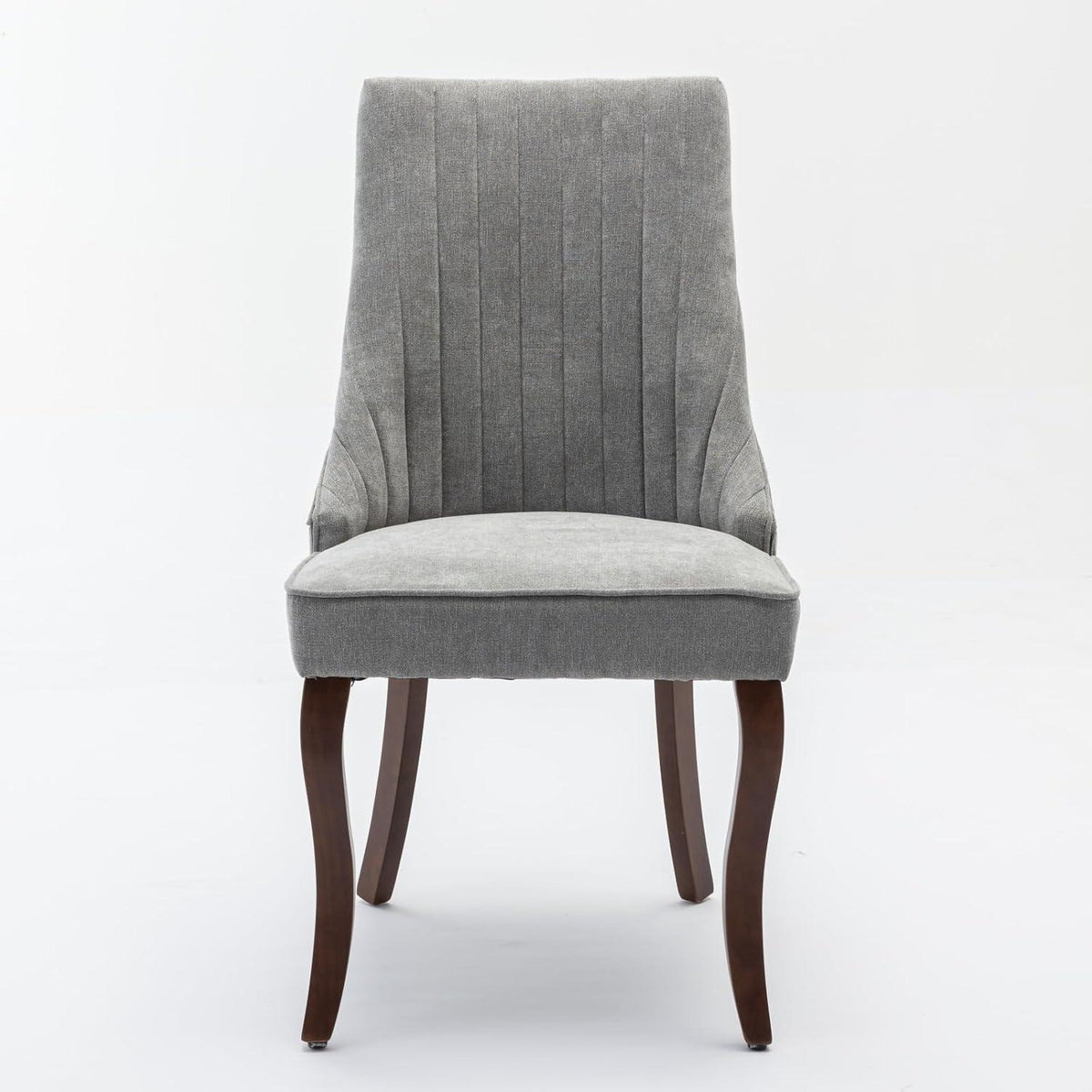 Esszimmerstühle 6er Set Grau – Massivholz Beine & Chenille-Stoff