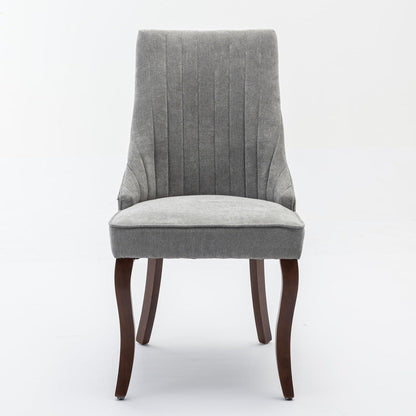 Esszimmerstühle 6er Set Grau – Massivholz Beine & Chenille-Stoff