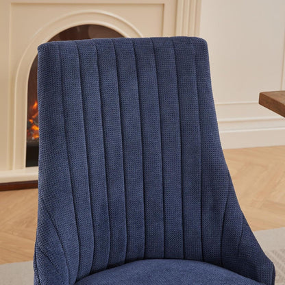 Esszimmerstühle 6er Set Blau – Bequeme Chenille-Stühle mit Massivholzbeinen