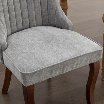 Esszimmerstühle 2er Set Grau – Bequemer Chenille-Stoff & Massivholz