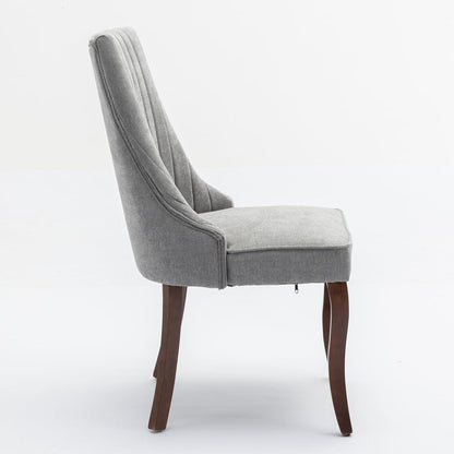 Esszimmerstühle 2er Set Grau – Bequemer Chenille-Stoff & Massivholz