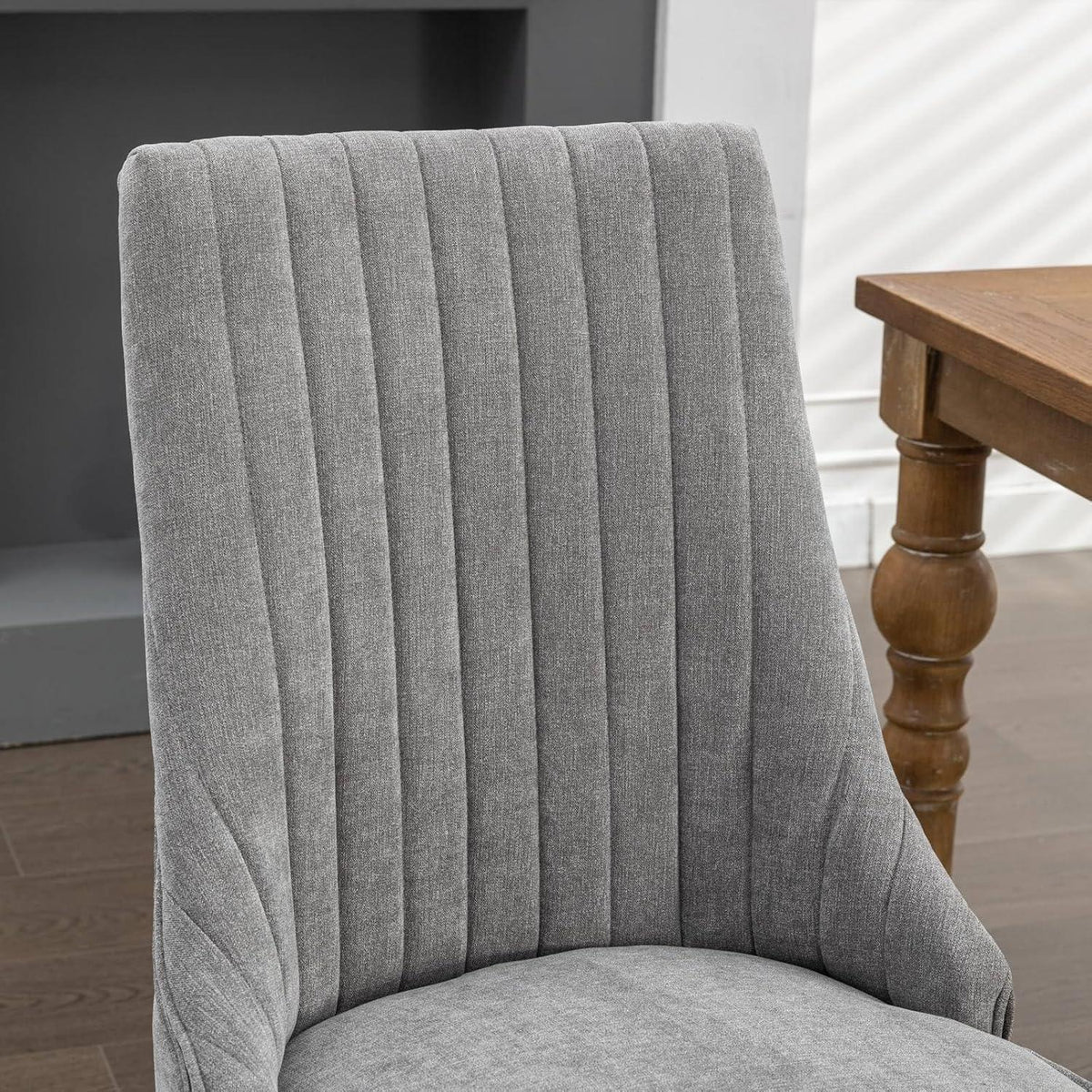 Esszimmerstühle 4er Set Grau – Bequeme Chenille-Stühle mit Holzbeinen