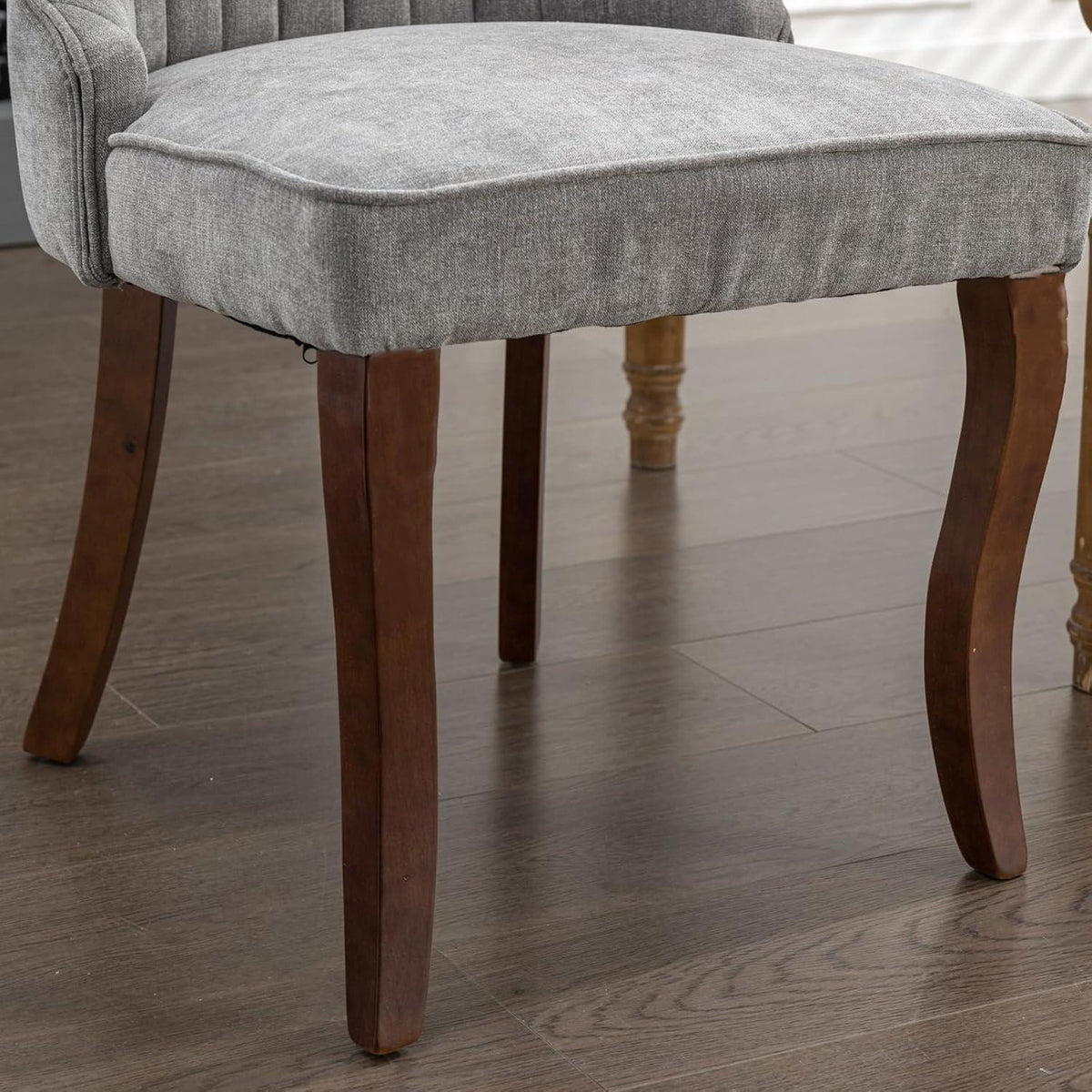 Esszimmerstühle 4er Set Grau – Bequeme Chenille-Stühle mit Holzbeinen
