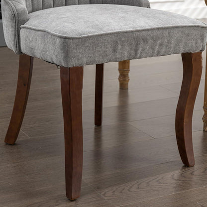 Esszimmerstühle 4er Set Grau – Bequeme Chenille-Stühle mit Holzbeinen