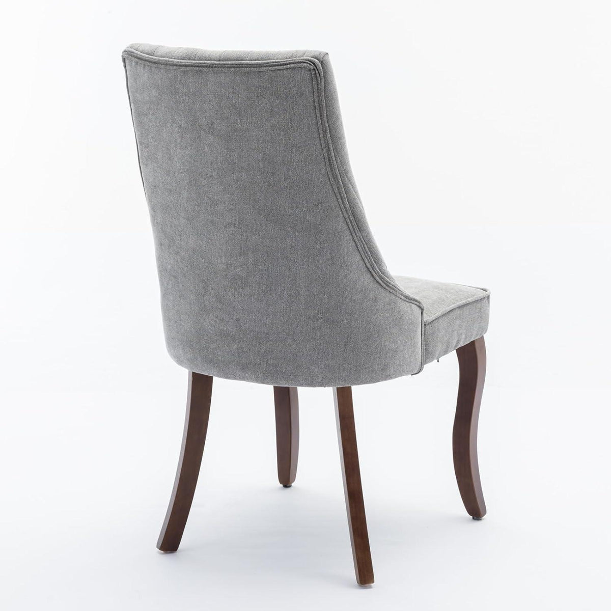 Esszimmerstühle 4er Set Grau – Bequeme Chenille-Stühle mit Holzbeinen