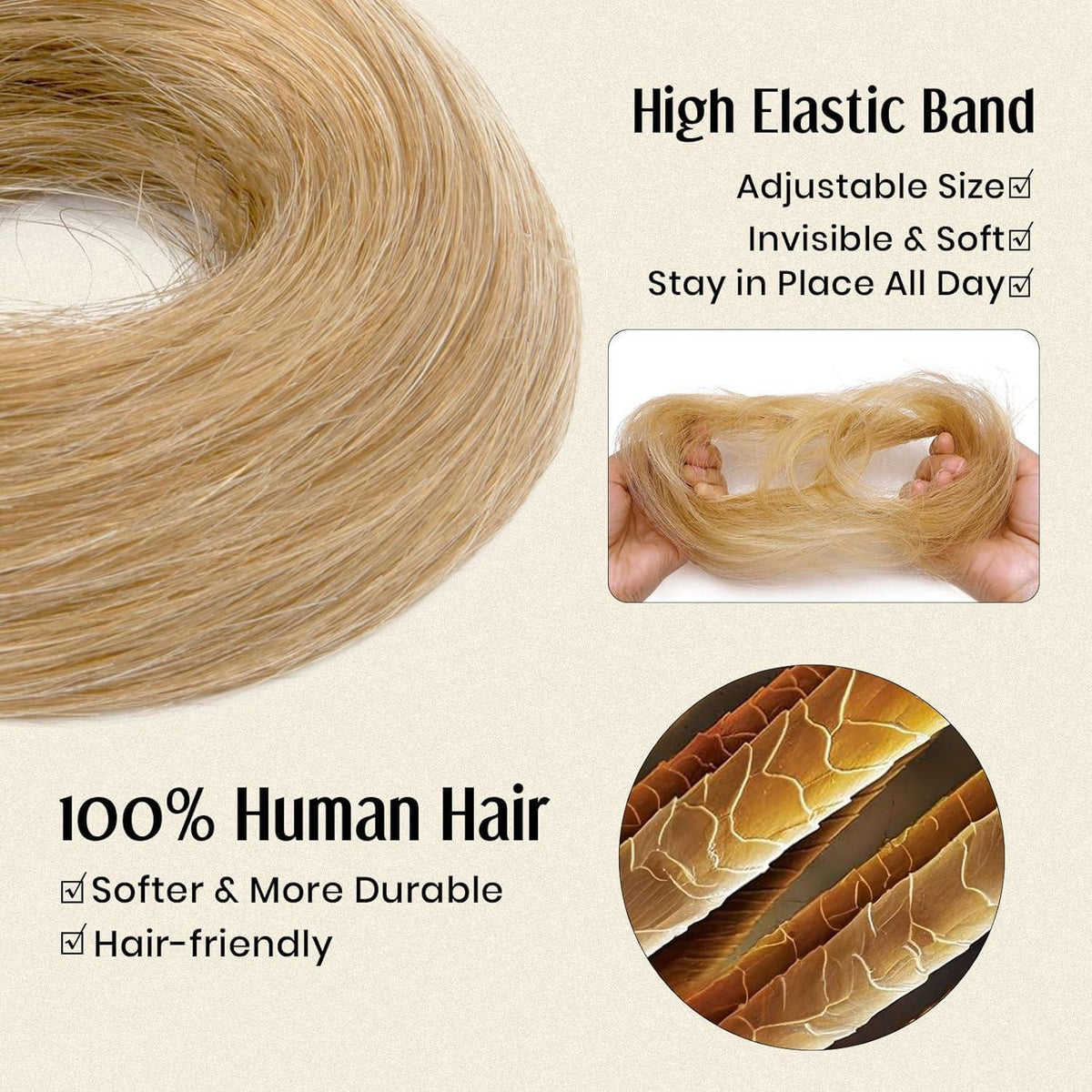 Echthaar Dutt Haarteil Blond 24g – Volumiger Zopf