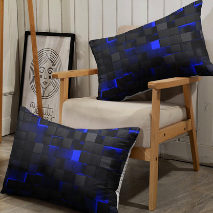 Würfel 3D Bettwäsche-Set Schwarz Blau 155x220cm