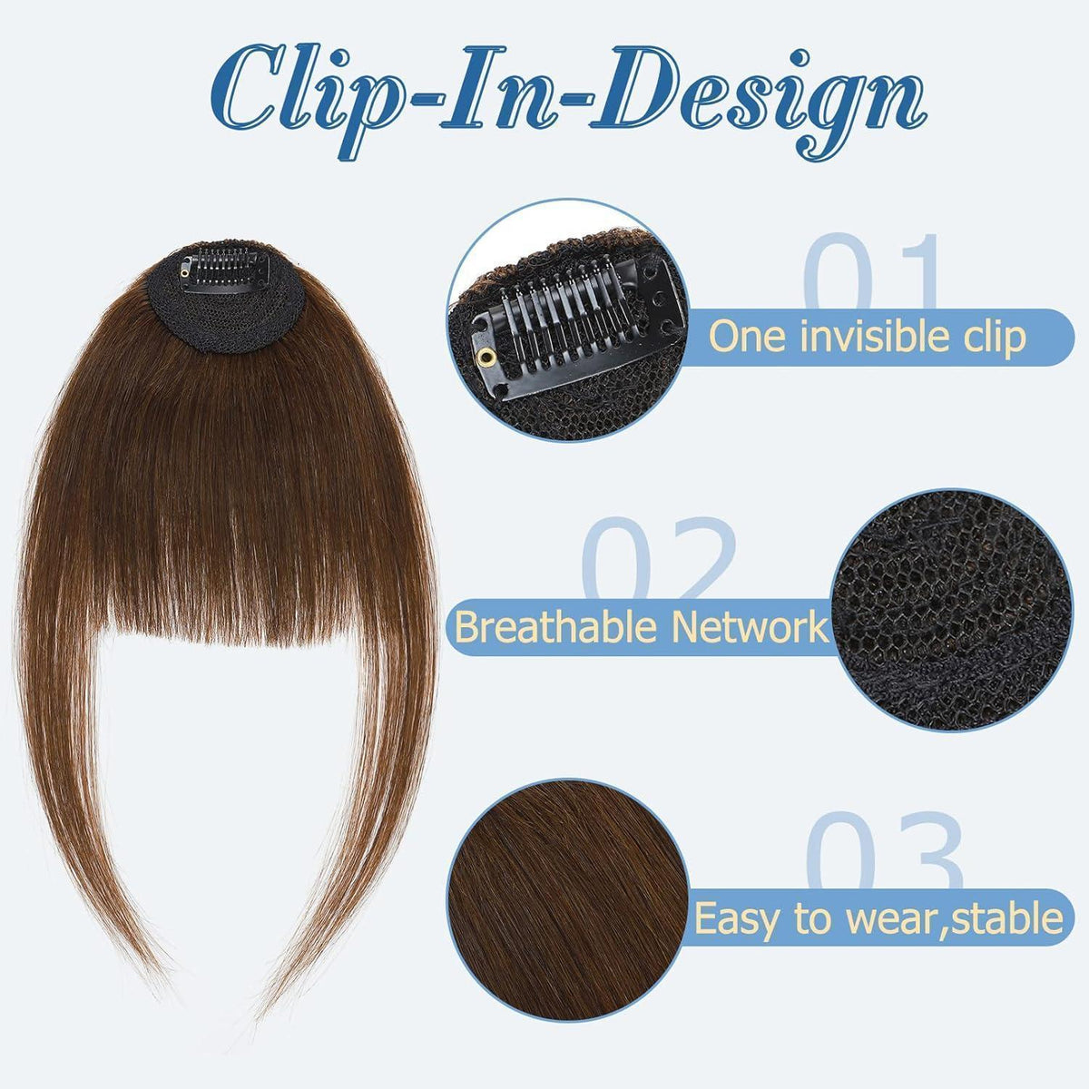 Clip in Pony Echthaar Schokoladenbraun – Ordentlicher Pony Haarteil