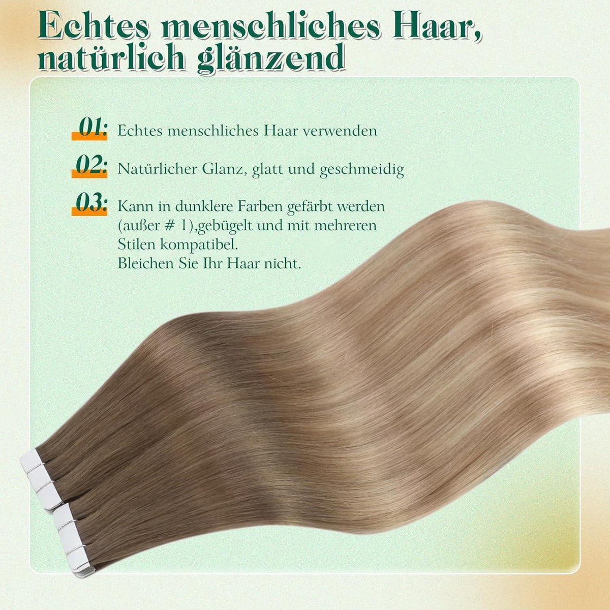 Echthaar Tape Extensions Braun Balayage Ombre 55cm