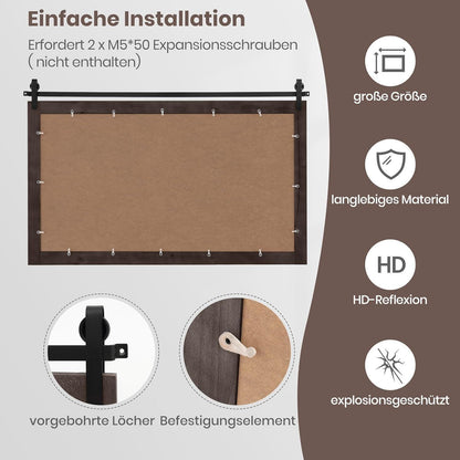 Rechteckiger Wandspiegel Holzrahmen 100x66 cm - Rustikal & Dekorativ