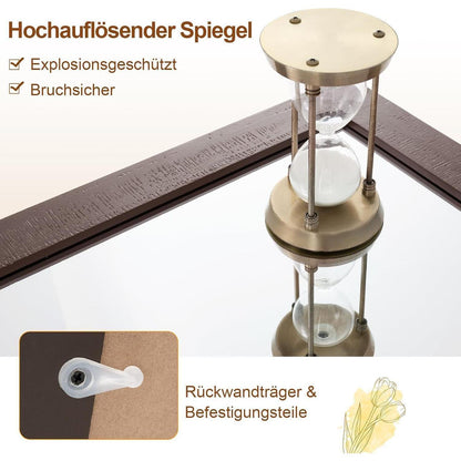 Rechteckiger Wandspiegel Holzrahmen 100x66 cm - Rustikal & Dekorativ