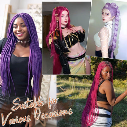 Neonrosa Pre Stretched Braiding Haare – 8er Pack für Cosplay & Party