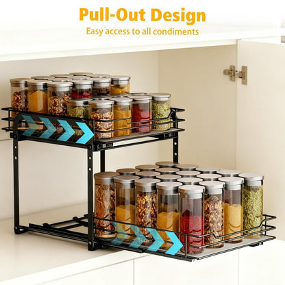 Gewürzregal ausziehbar, 2 Etagen, Schrank Organizer Küche
