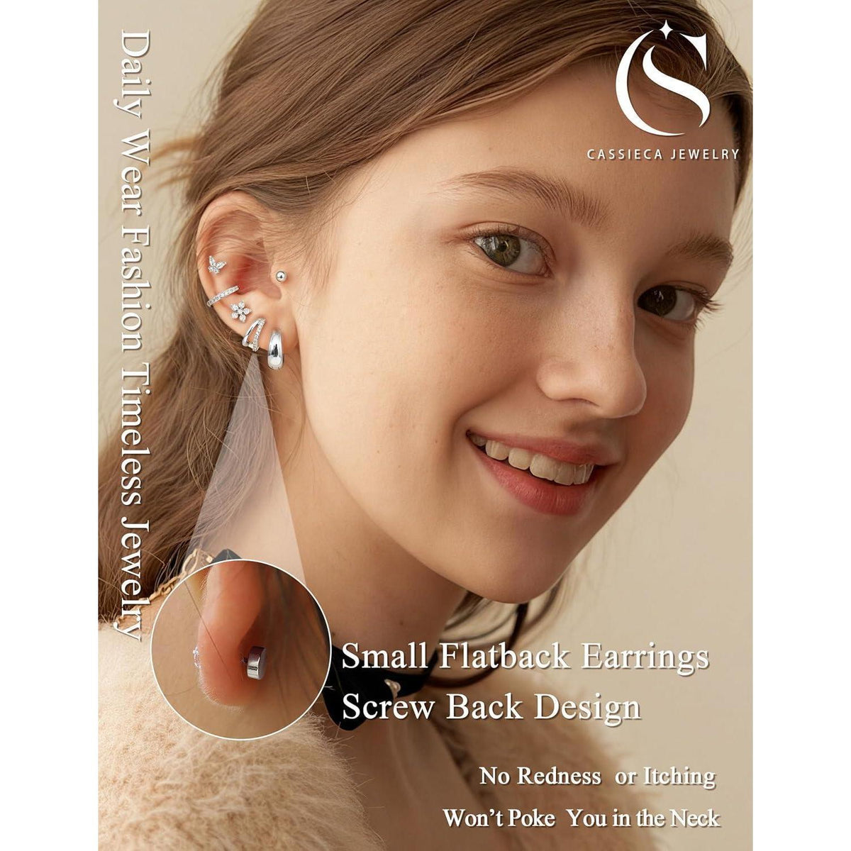 13 Paar Ohrringe Set Damen | Helix Piercings Silber Gold