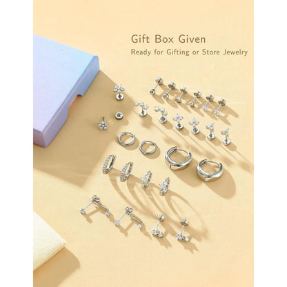13 Paar Ohrringe Set Damen | Helix Piercings Silber Gold
