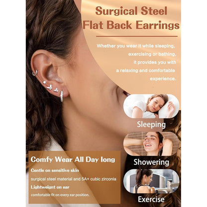 13 Paar Ohrringe Set Damen | Helix Piercings Silber Gold