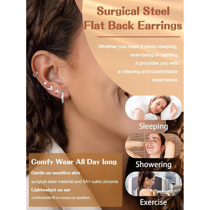 13 Paar Ohrringe Set Damen | Helix Piercings Silber Gold