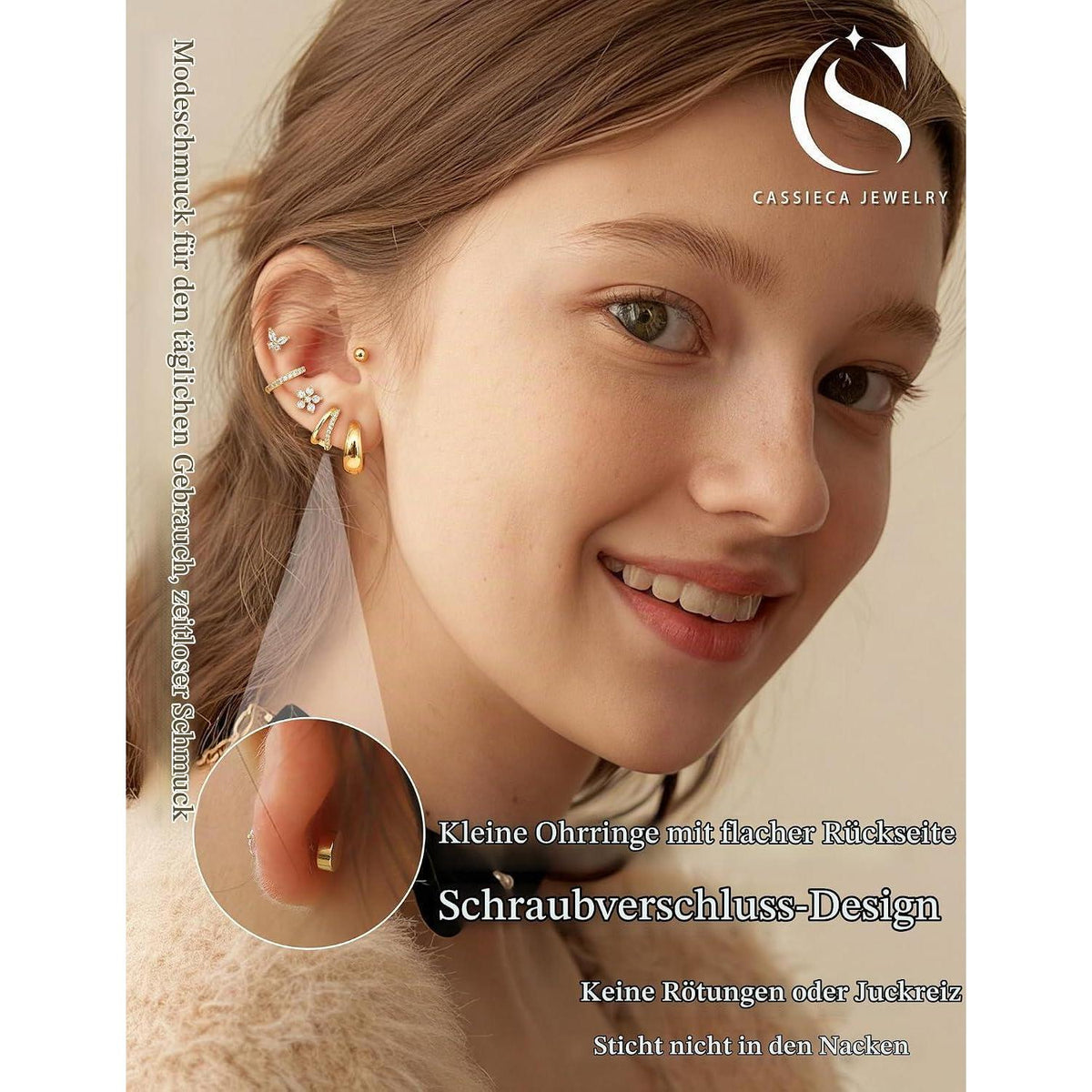 13 Paar Ohrringe Set Damen | Helix Piercings Gold Silber