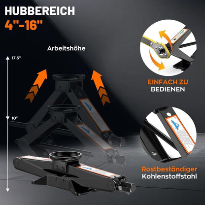 3T Scherenwagenheber Set mit Reifenwechsel-Werkzeug