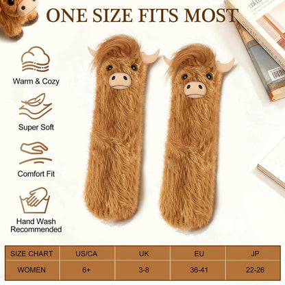 Highland Cow Kuschelsocken Damen – Flauschig & Charmant