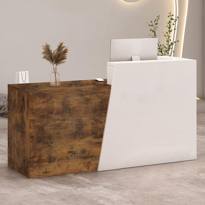 Empfangstheke mit Schublade & Ablage – Weiß & Flamed Wood