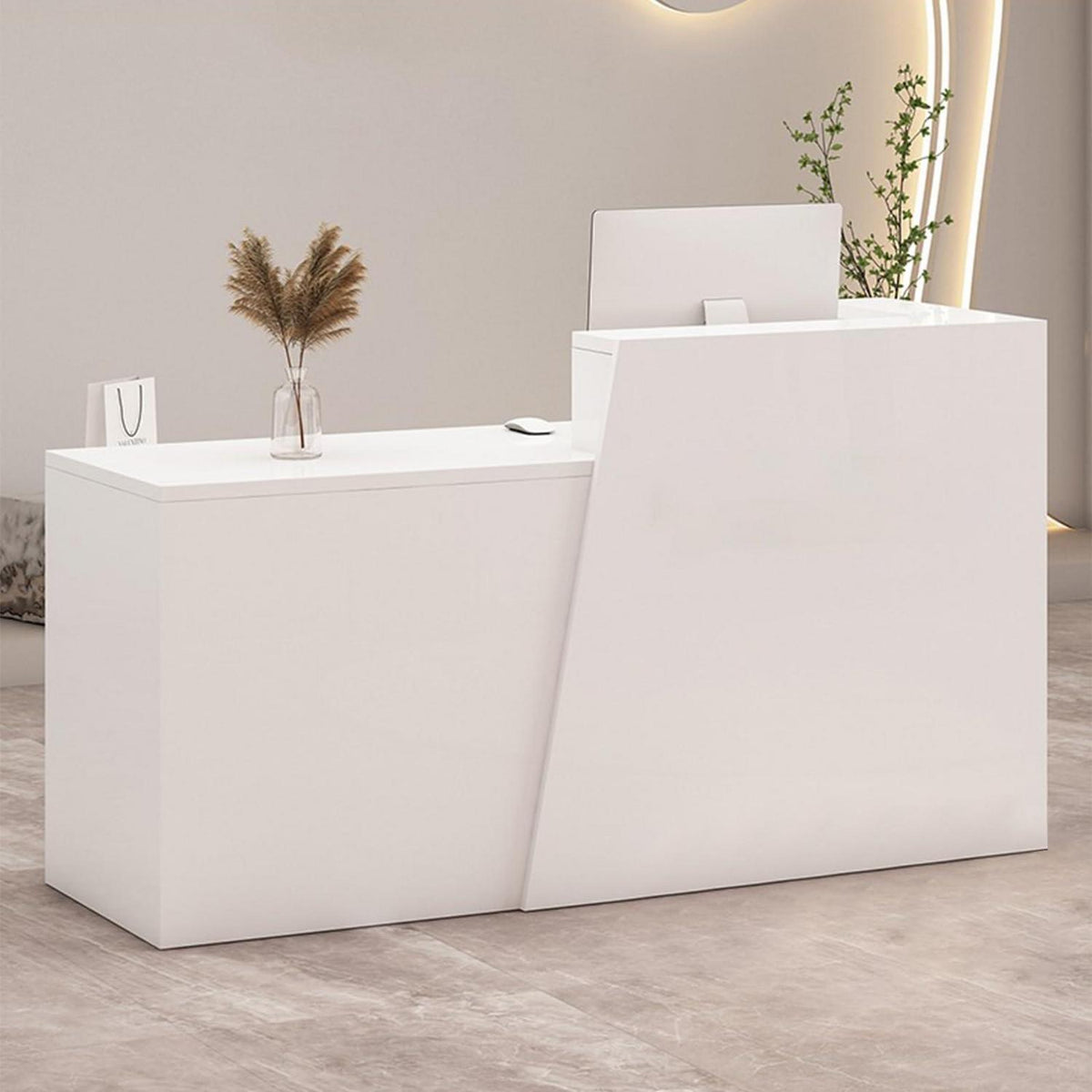 Empfangstheke mit Schublade – Weiß & Weiß, 160cm