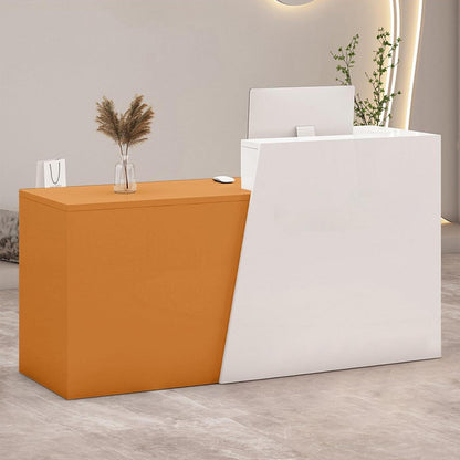 Empfangstheke mit Schublade – Weiß & Orange, 210cm