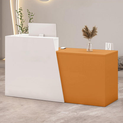 Empfangstheke mit Schublade – Weiß & Orange, 210cm